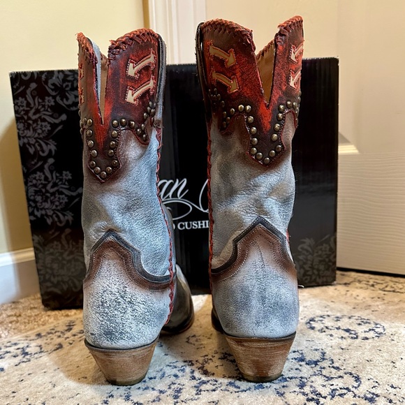 DAN POST LUCIANA ON HOLD GOR BBAB Gray Distressed 9.5M Cowgirl Boot Western - Picture 6 of 13